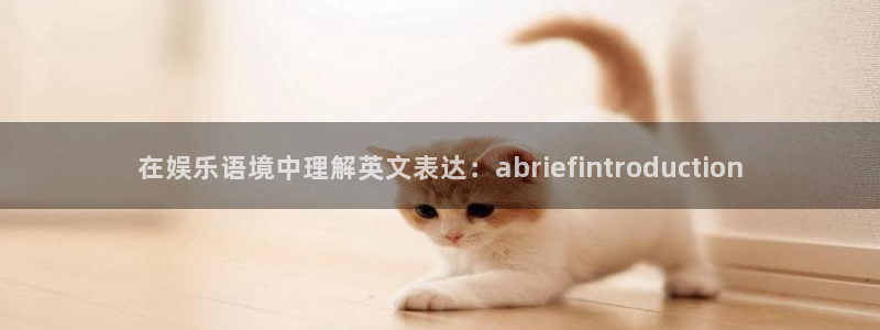 开丰娱乐网站平台：在娱乐语境中理解英文表达：abriefintroduction